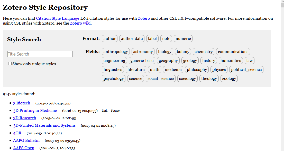 Image Zotero Style repository