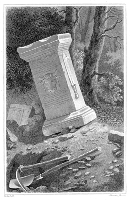 Dessin de l'autel taurobole. Gravure romantique de Richard