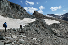 prospections sur les passages frontaliers des sources de l’Isère, été 2021 (frontière Savoie- France/Piémont-Italie)  Copyright Mission COLS