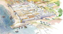 Vue d'artiste de l’Olbia antique et de sa lagune