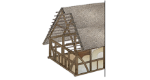 Bâtiment antique en pan de bois - (Création DAO-Pierre Pefau)
