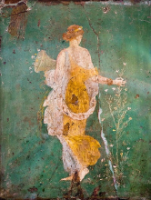 Flora, peinture murale de styme pompéien, trouvée à Stabiae (Castellammare die Stabia), Villa (di) Arianna ; Napoli, Museo Archeologico Nazionale 8834.